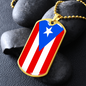 Puerto Rico Flag Dog Tag Stainless Steel or 18k Gold Necklace w 24" Chain-Express Your Love Gifts