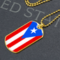 Puerto Rico Flag Dog Tag Stainless Steel or 18k Gold Necklace w 24" Chain-Express Your Love Gifts