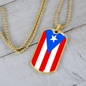 Puerto Rico Flag Dog Tag Stainless Steel or 18k Gold Necklace w 24" Chain-Express Your Love Gifts