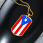 Puerto Rico Flag Dog Tag Stainless Steel or 18k Gold Necklace w 24" Chain-Express Your Love Gifts