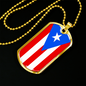 Puerto Rico Flag Dog Tag Stainless Steel or 18k Gold Necklace w 24" Chain-Express Your Love Gifts