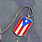 Puerto Rico Flag Dog Tag Stainless Steel or 18k Gold Necklace w 24" Chain-Express Your Love Gifts