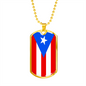 Puerto Rico Flag Dog Tag Stainless Steel or 18k Gold Necklace w 24" Chain-Express Your Love Gifts