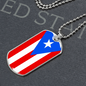 Puerto Rico Flag Dog Tag Stainless Steel or 18k Gold Necklace w 24" Chain-Express Your Love Gifts