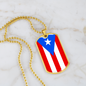Puerto Rico Flag Dog Tag Stainless Steel or 18k Gold Necklace w 24" Chain-Express Your Love Gifts