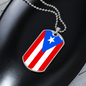 Puerto Rico Flag Dog Tag Stainless Steel or 18k Gold Necklace w 24" Chain-Express Your Love Gifts