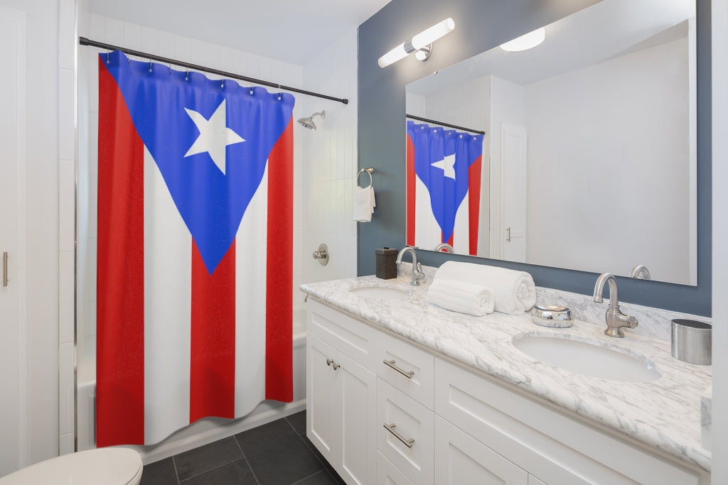 Puerto Rico Flag Portrait Stylish Design 71" x 74" Elegant Waterproof Shower Curtain for a Spa-like Bathroom Paradise Exceptional Craftsmanship-Express Your Love Gifts