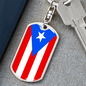 Puerto Rico Flag Swivel Keychain Dog Tag Stainless Steel or 18k Gold-Express Your Love Gifts