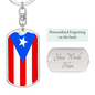 Puerto Rico Flag Swivel Keychain Dog Tag Stainless Steel or 18k Gold-Express Your Love Gifts