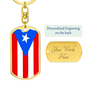 Puerto Rico Flag Swivel Keychain Dog Tag Stainless Steel or 18k Gold-Express Your Love Gifts