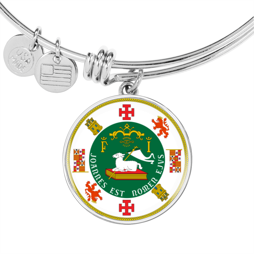 Puerto Rico State Seal Stainless Steel or 18k Gold Circle Bangle Bracelet-Express Your Love Gifts