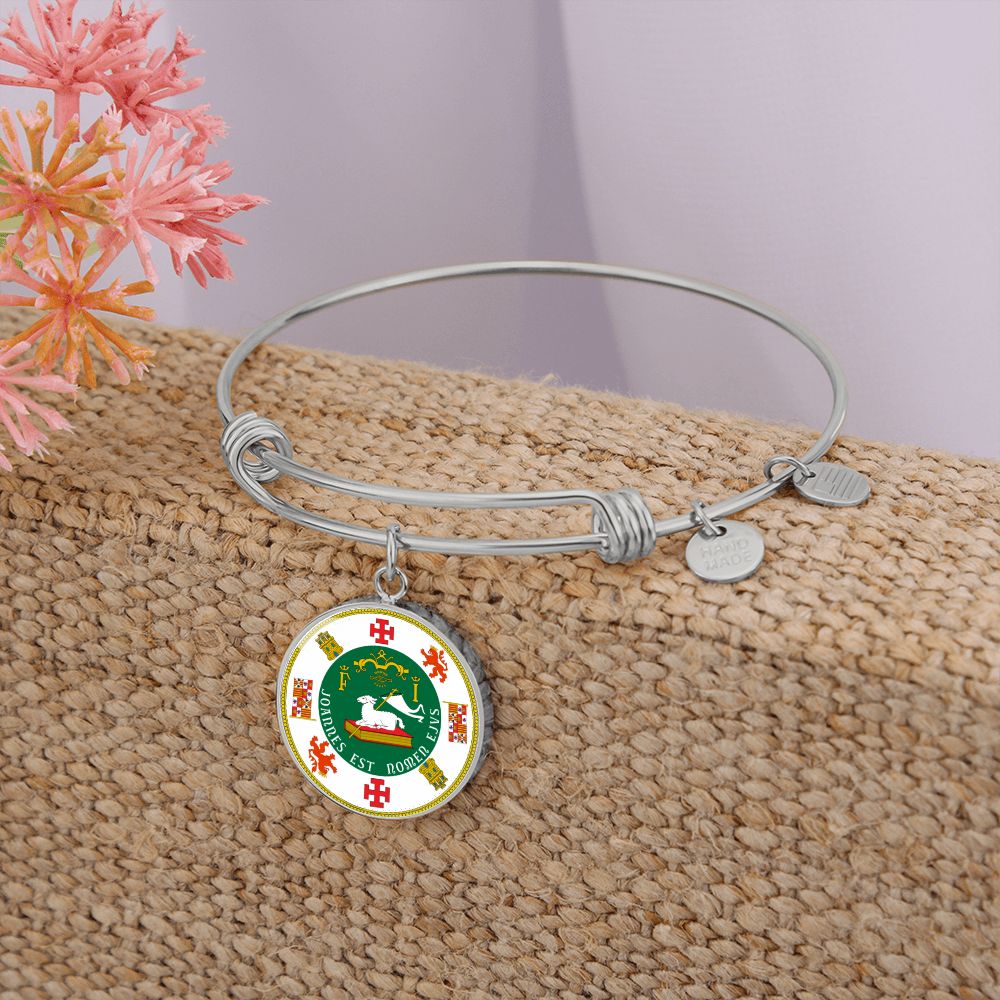 Puerto Rico State Seal Stainless Steel or 18k Gold Circle Bangle Bracelet-Express Your Love Gifts