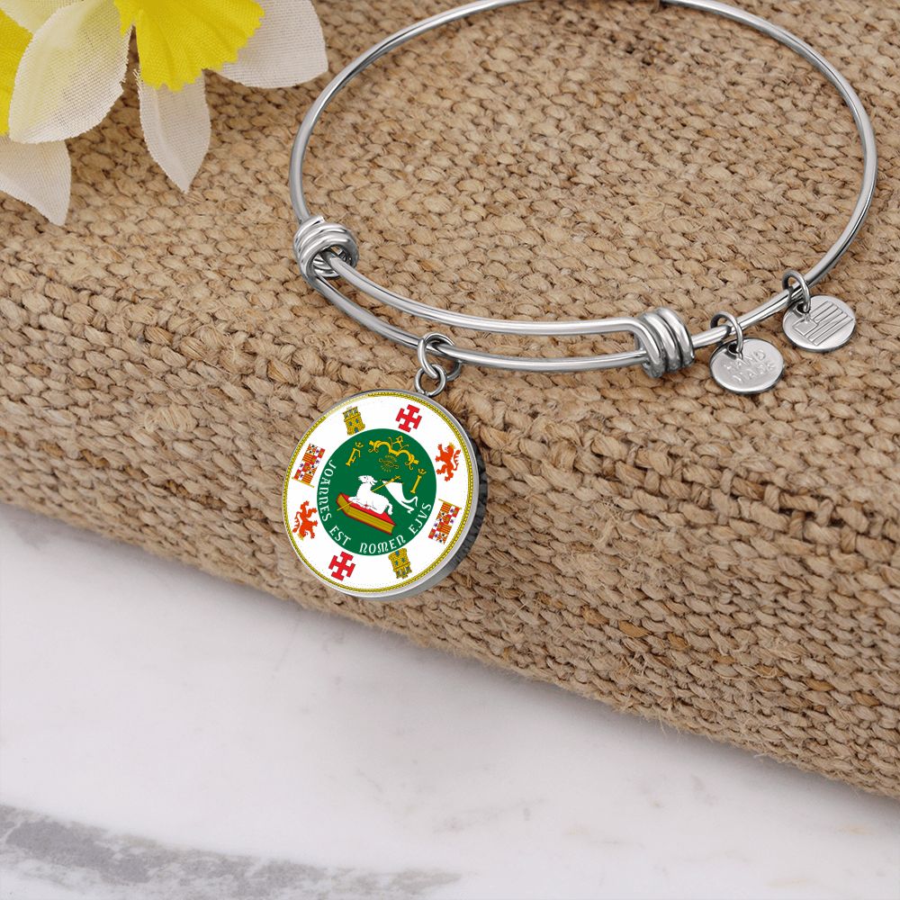 Puerto Rico State Seal Stainless Steel or 18k Gold Circle Bangle Bracelet-Express Your Love Gifts