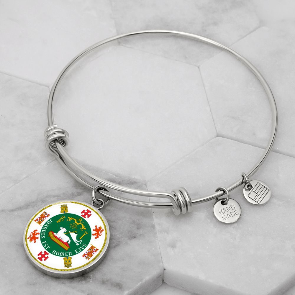 Puerto Rico State Seal Stainless Steel or 18k Gold Circle Bangle Bracelet-Express Your Love Gifts