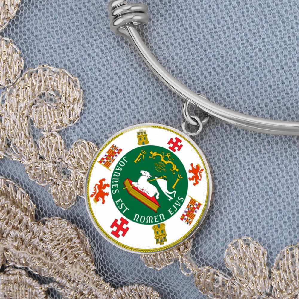 Puerto Rico State Seal Stainless Steel or 18k Gold Circle Bangle Bracelet-Express Your Love Gifts