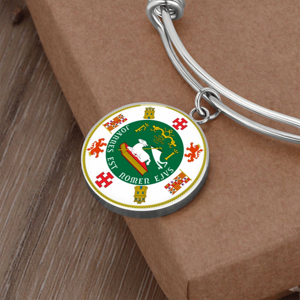 Puerto Rico State Seal Stainless Steel or 18k Gold Circle Bangle Bracelet-Express Your Love Gifts
