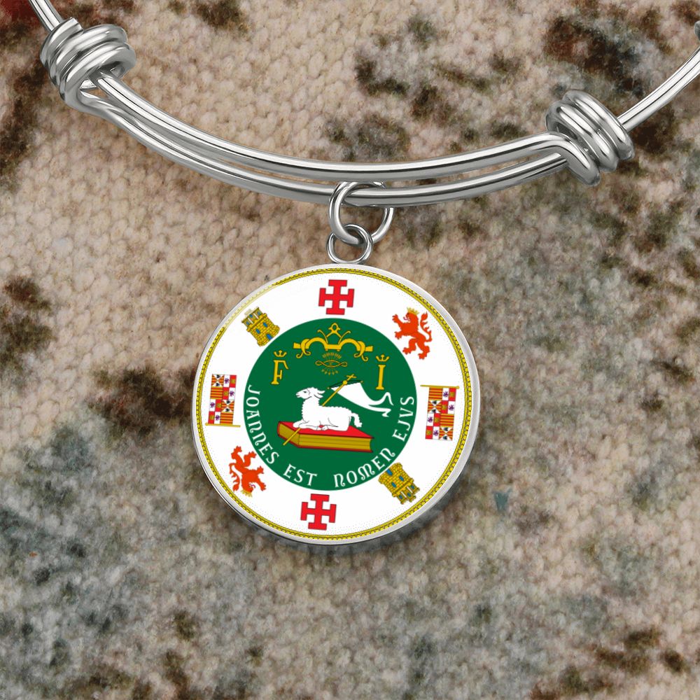 Puerto Rico State Seal Stainless Steel or 18k Gold Circle Bangle Bracelet-Express Your Love Gifts