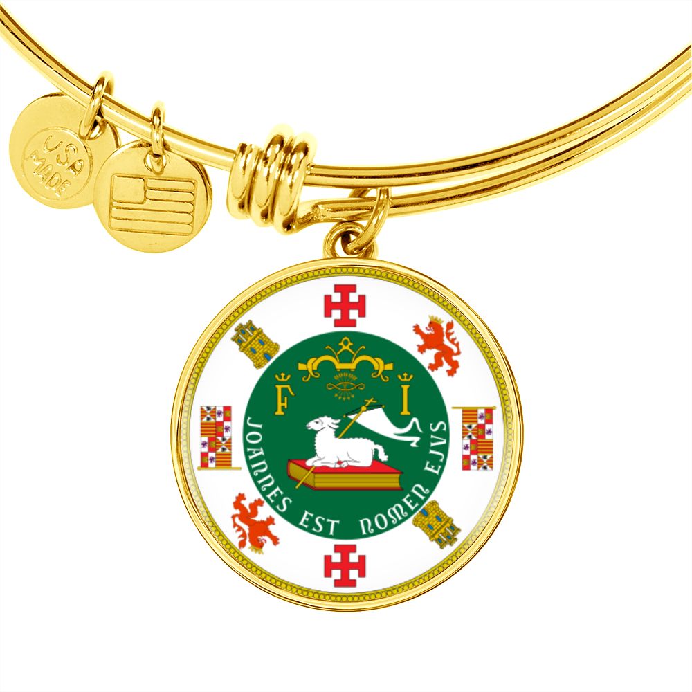 Puerto Rico State Seal Stainless Steel or 18k Gold Circle Bangle Bracelet-Express Your Love Gifts