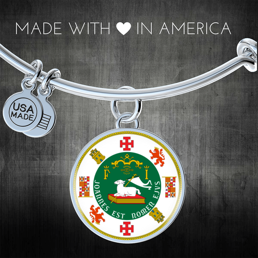 Puerto Rico State Seal Stainless Steel or 18k Gold Circle Bangle Bracelet-Express Your Love Gifts
