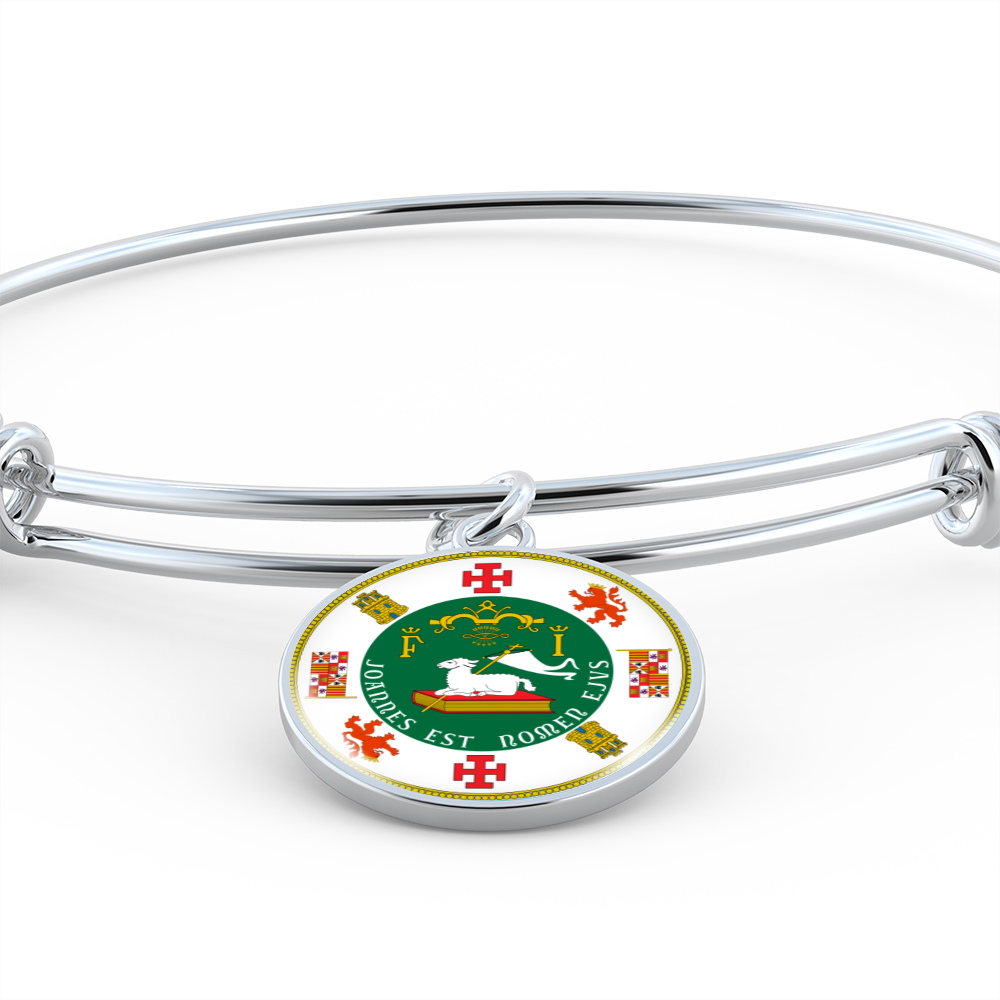 Puerto Rico State Seal Stainless Steel or 18k Gold Circle Bangle Bracelet-Express Your Love Gifts