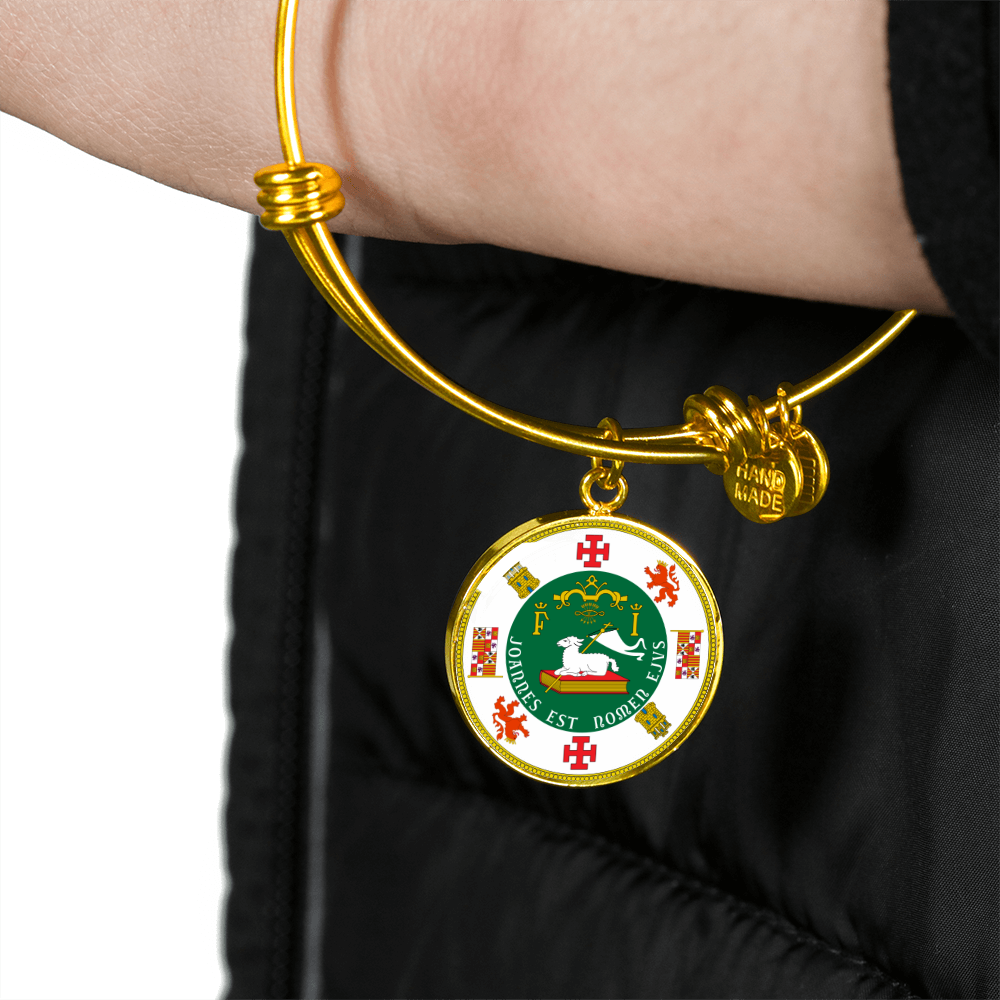 Puerto Rico State Seal Stainless Steel or 18k Gold Circle Bangle Bracelet-Express Your Love Gifts