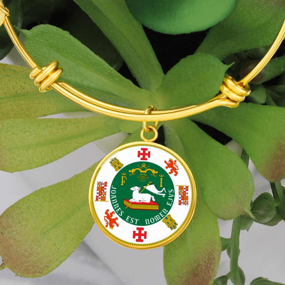 Puerto Rico State Seal Stainless Steel or 18k Gold Circle Bangle Bracelet-Express Your Love Gifts