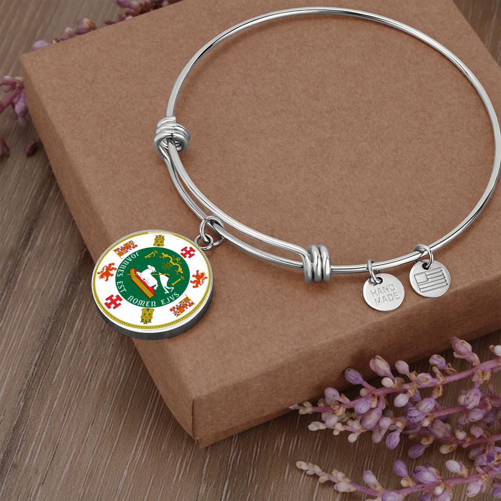 Puerto Rico State Seal Stainless Steel or 18k Gold Circle Bangle Bracelet-Express Your Love Gifts