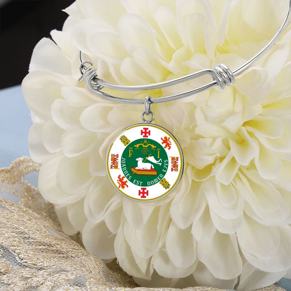 Puerto Rico State Seal Stainless Steel or 18k Gold Circle Bangle Bracelet-Express Your Love Gifts