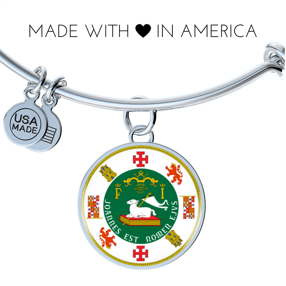 Puerto Rico State Seal Stainless Steel or 18k Gold Circle Bangle Bracelet-Express Your Love Gifts