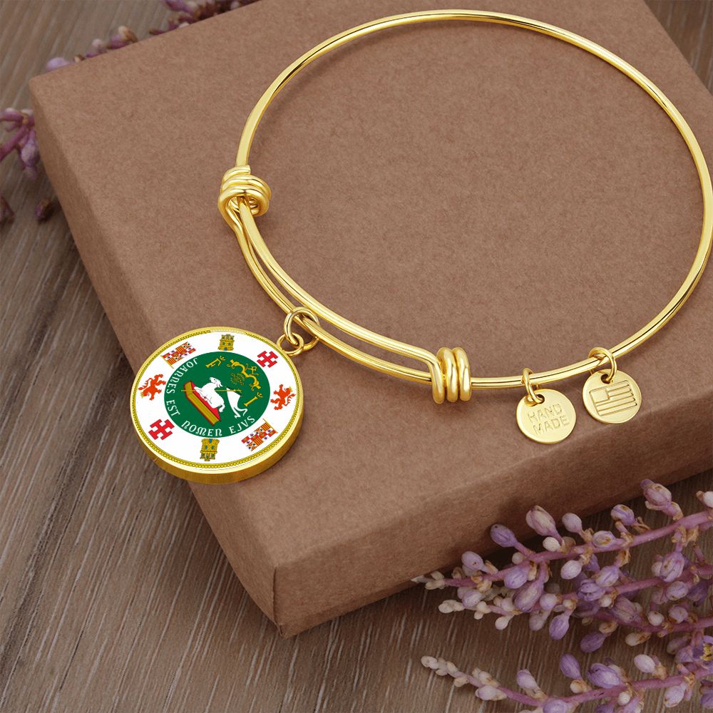 Puerto Rico State Seal Stainless Steel or 18k Gold Circle Bangle Bracelet-Express Your Love Gifts