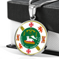 Puerto Rico State Seal Necklace Circle Pendant Stainless Steel or 18k Gold 18-22-Express Your Love Gifts