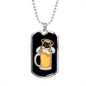 Pug Dog Beer Necklace Stainless Steel or 18k Gold Dog Tag 24" Chain-Express Your Love Gifts
