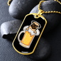 Pug Dog Beer Necklace Stainless Steel or 18k Gold Dog Tag 24" Chain-Express Your Love Gifts