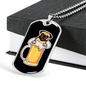 Pug Dog Beer Necklace Stainless Steel or 18k Gold Dog Tag 24" Chain-Express Your Love Gifts