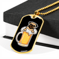Pug Dog Beer Necklace Stainless Steel or 18k Gold Dog Tag 24" Chain-Express Your Love Gifts
