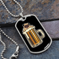 Pug in Beer Party Necklace Stainless Steel or 18k Gold Dog Tag 24" Chain-Express Your Love Gifts