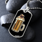 Pug in Beer Party Necklace Stainless Steel or 18k Gold Dog Tag 24" Chain-Express Your Love Gifts