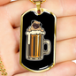 Pug in Beer Party Necklace Stainless Steel or 18k Gold Dog Tag 24" Chain-Express Your Love Gifts