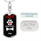 Pug Keychain Stainless Steel or 18k Gold Dog Tag Keyring-Express Your Love Gifts