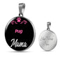 Pug Mama Necklace Circle Pendant Stainless Steel or 18k Gold 18-22" Dog Mom Pendant-Express Your Love Gifts