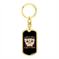 Pug Sugar Skull Keychain Stainless Steel or 18k Gold Dog Tag Keyring-Express Your Love Gifts