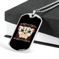 Pug Sugar Skull Necklace Stainless Steel or 18k Gold Dog Tag 24" Chain-Express Your Love Gifts
