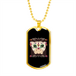 Pug Sugar Skull Necklace Stainless Steel or 18k Gold Dog Tag 24" Chain-Express Your Love Gifts