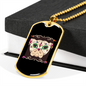 Pug Sugar Skull Necklace Stainless Steel or 18k Gold Dog Tag 24" Chain-Express Your Love Gifts
