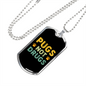 Pugs Not Drugs Necklace Stainless Steel or 18k Gold Dog Tag 24" Chain-Express Your Love Gifts