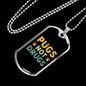 Pugs Not Drugs Necklace Stainless Steel or 18k Gold Dog Tag 24" Chain-Express Your Love Gifts
