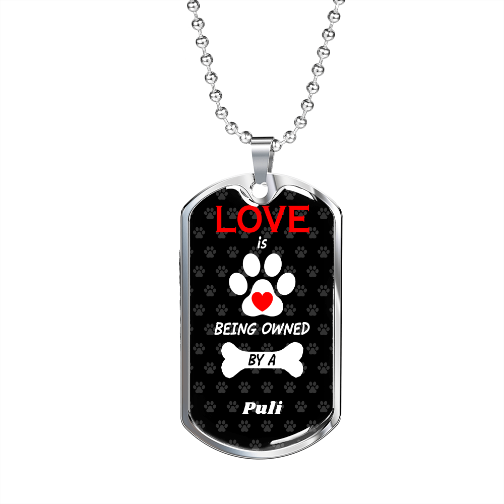 Puli Love Is Stainless Steel or 18k Gold Dog Tag 24" Chain-Express Your Love Gifts