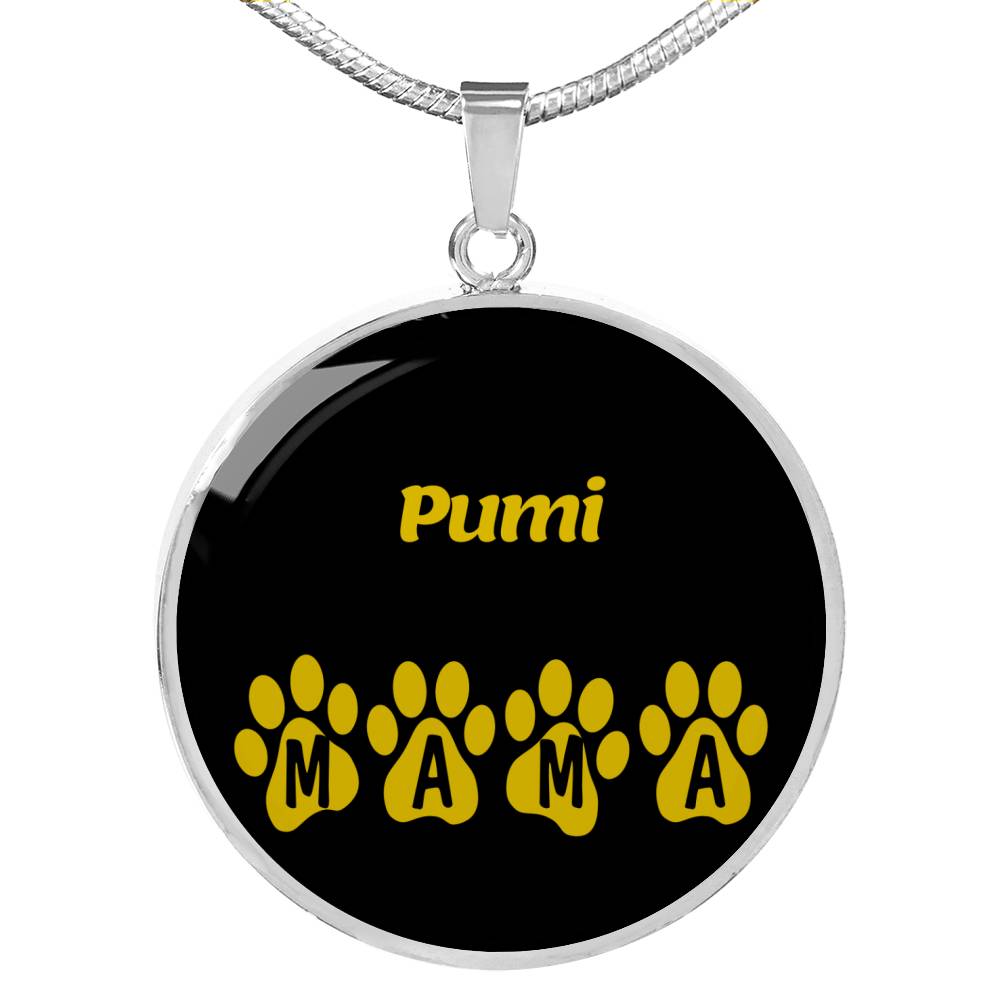 Pumi Mama Circle Necklace Stainless Steel or 18k Gold 18-22" Dog Owner Lover-Express Your Love Gifts