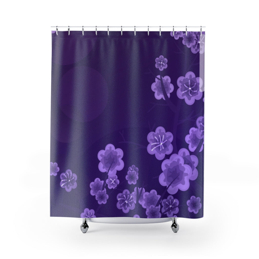 Purple Flower Blossom Stylish Design 71" x 74" Elegant Waterproof Shower Curtain for a Spa-like Bathroom Paradise Exceptional Craftsmanship-Express Your Love Gifts
