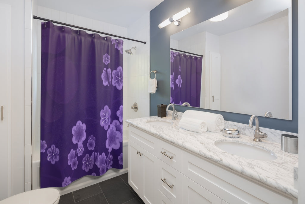 Purple Flower Blossom Stylish Design 71" x 74" Elegant Waterproof Shower Curtain for a Spa-like Bathroom Paradise Exceptional Craftsmanship-Express Your Love Gifts